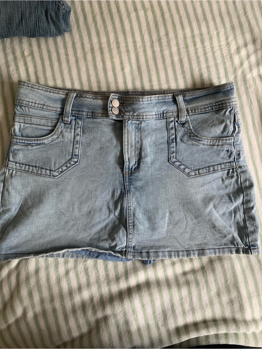 refuge Light Blue Denim Mini Skirt